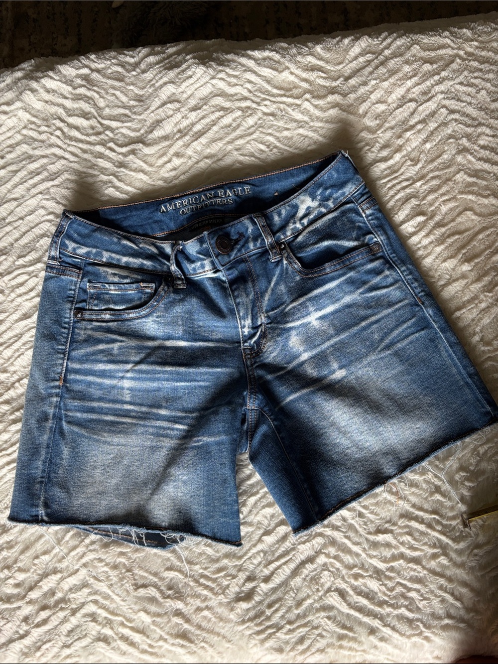 American Eagle Outfitters Blue Washed Denim Cutoff Shorts